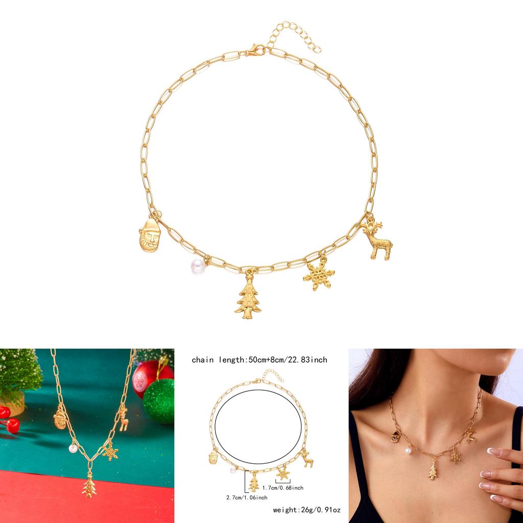 Weihnachts-Schneeflocken-Tier-Schmuck-Geschenkset mit Legierungs-Halsketten und Armbändern für Feiern