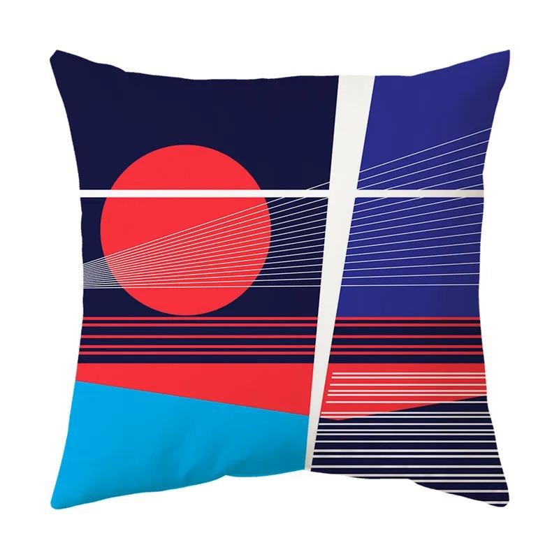 Colorful Geometric Line Pattern Pillowcase Office Living Room Car Ornaments Home Pillowcase