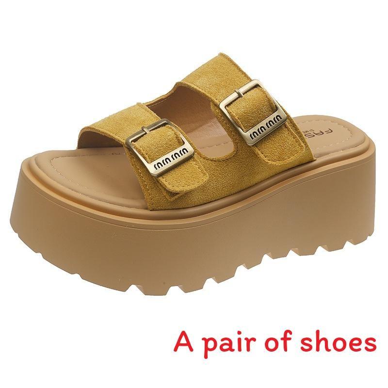 Thick Metal Buckle Soled Summer Women Slippers For Wear Daily