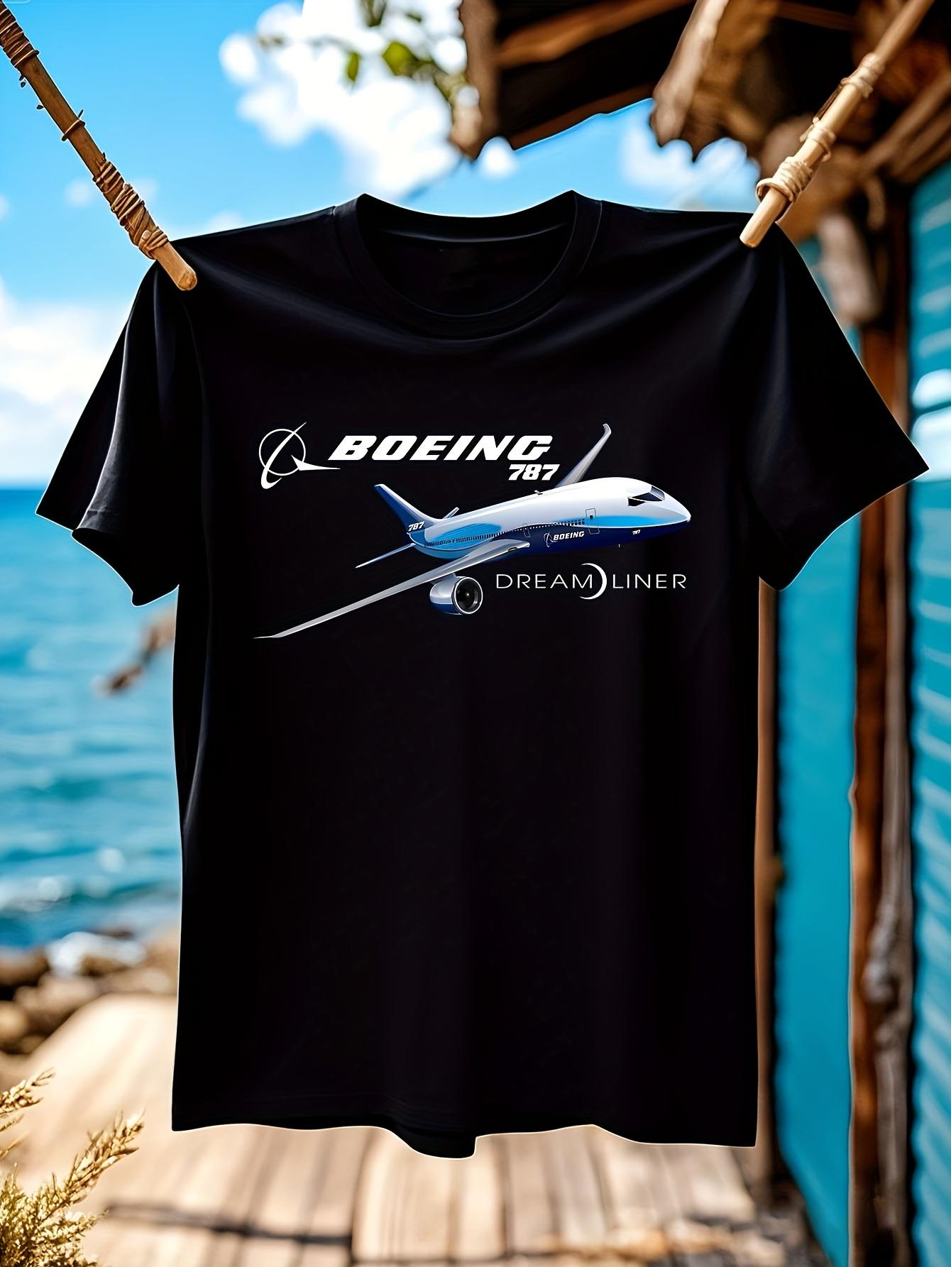 Wo Boeing 787 Dreamliner Graphic Tshirt Black with White ... L