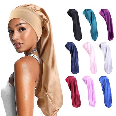 1 Adet İpek Saten Bone Düz Renk Polyester Uzun Saç Gece Uyku Şapkası Çift Taraflı Dreadlocks Örgüler Saç Şapkası Kadın