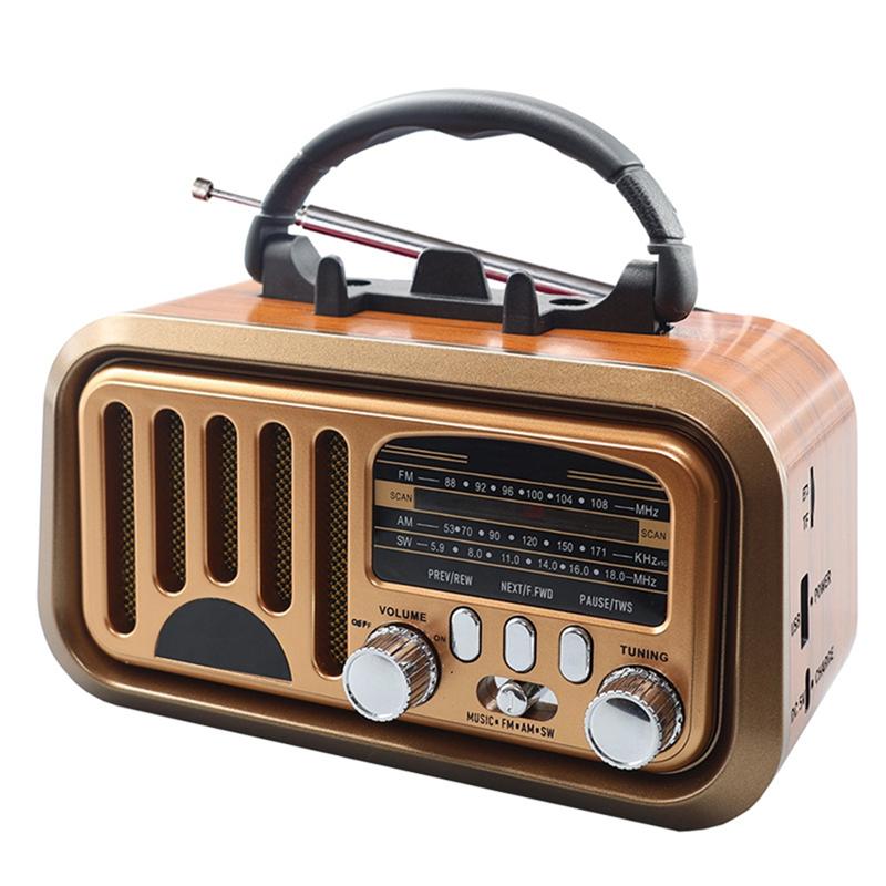 B03B-Vintage Retro Portable FM AM SW Radio, Wireless Bluetooth Speaker, TF Card And USB MP3 Music Player