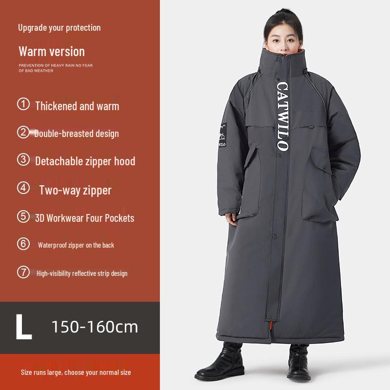 Electric Vehicle Winter Windshield Fleece-Lined Warm Coat for Bicycles & Motorcycles - Cold Weather Windproof Gear