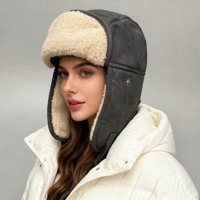 Ohrenschutzmütze, Vintage-Mode Winter Verdickte Warme Kältefeste Mütze für Damen, mit Outdoor-Ohrenschutz Fliegermütze