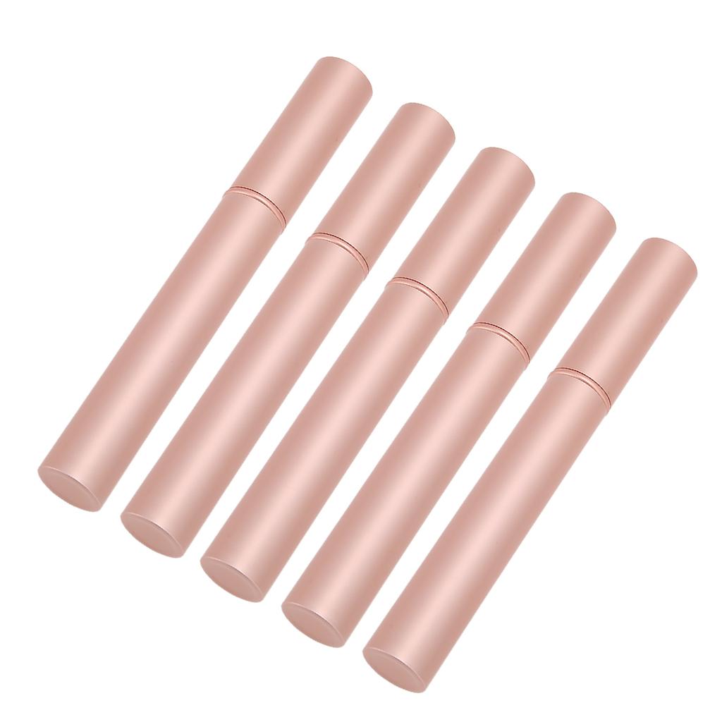 5PCS Empty Mascara Tube Rose Gold Metal Shell Soft Brush Portable Eyelash Container for Make Up