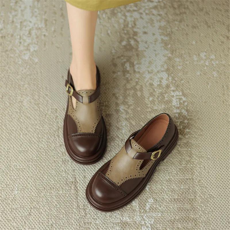 Fashion New Spring/Autumn Round Toe Chunky Heel Women Pumps Mixed Color Loafers Platform Shoes for Women Low Heel Ladies Shoes Handmade