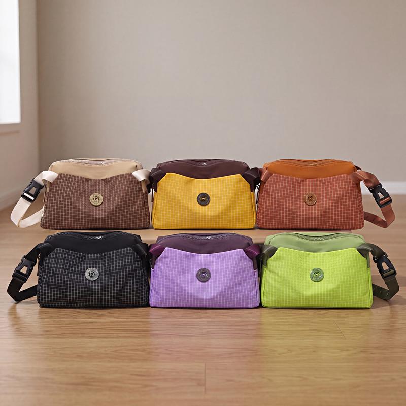 Women's Small Square Bag Contrast Shoulder Bag Water-repellent Nylon Bag