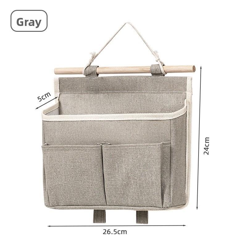 Student Cotton Fabric Wall Hanging Storage Bag With Multiple Pockets For Dorm Room Organizer