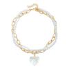 Clear Crystal Love Pendant Necklace Retro Twist Detailing Alloy Chain Adjustable Length For Casual or Formal