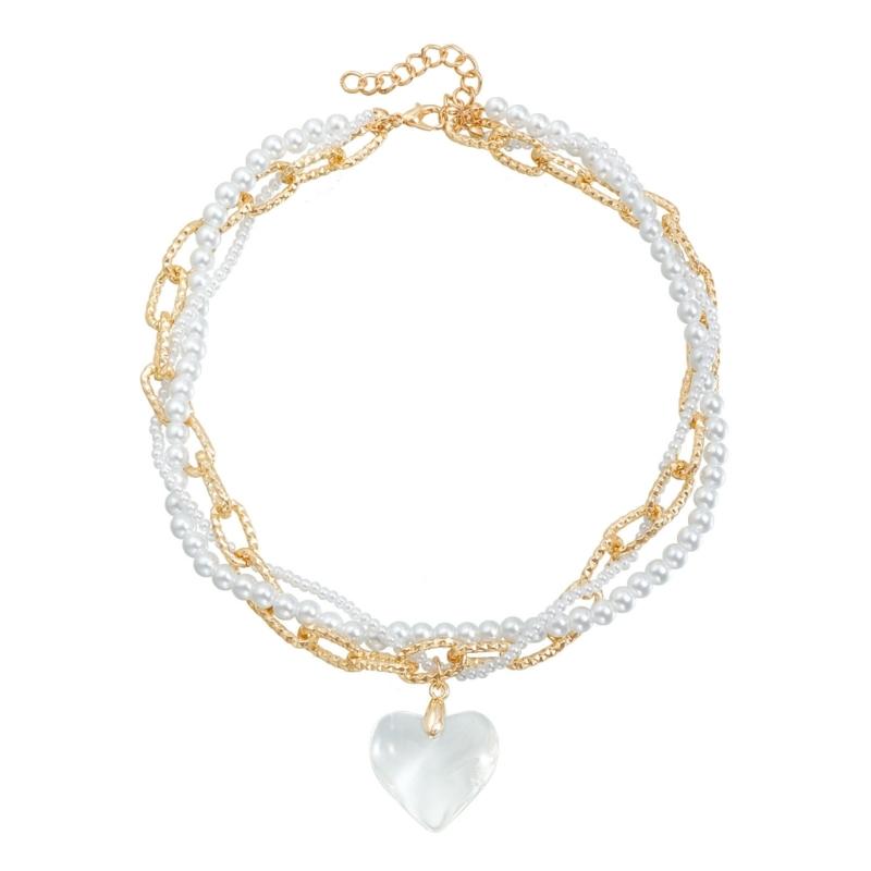 

Clear Crystal Love Pendant Necklace Retro Twist Detailing Alloy Chain Adjustable Length For Casual or Formal 1