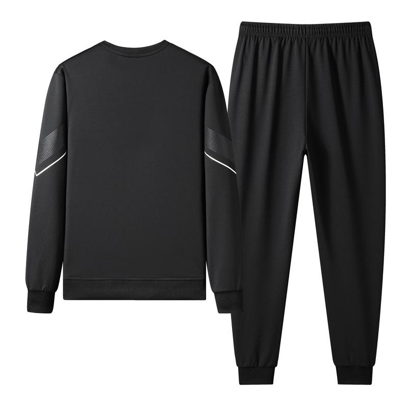 Men's Casual Sports Hoodie Set, Youth Sports Loose Round Neck Hoodie Two-piece Set