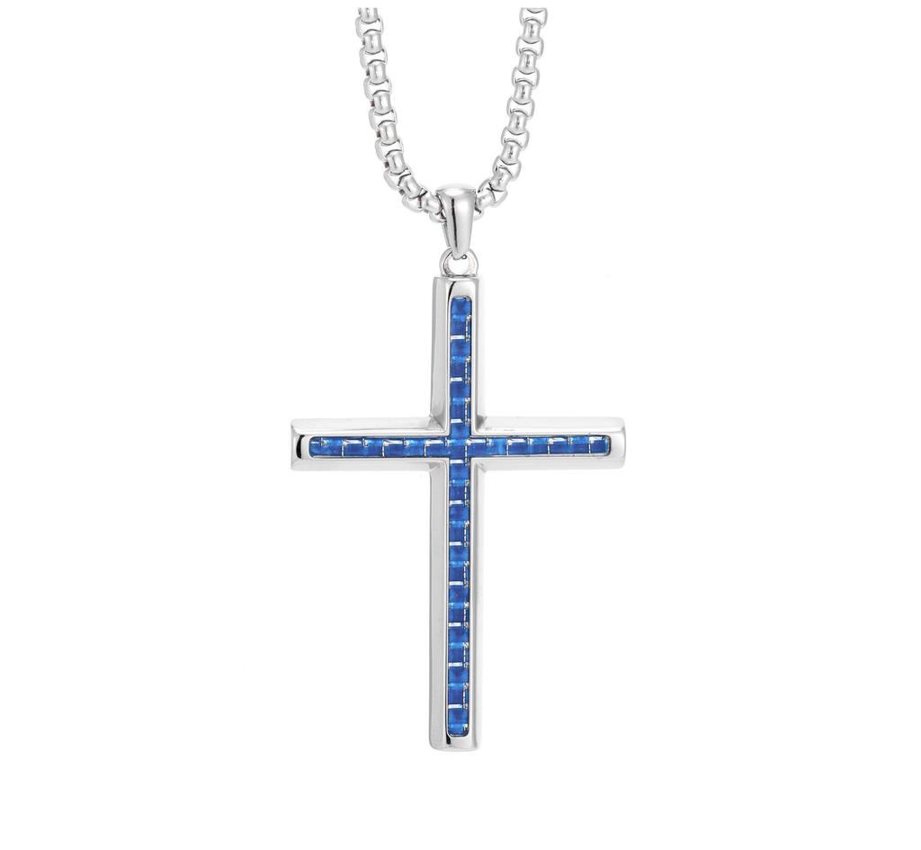 2026 Stone Cross Necklace Fashion Light Luxury Necklace Jewelry Premium Jewelry Full Diamond Men's Necklace