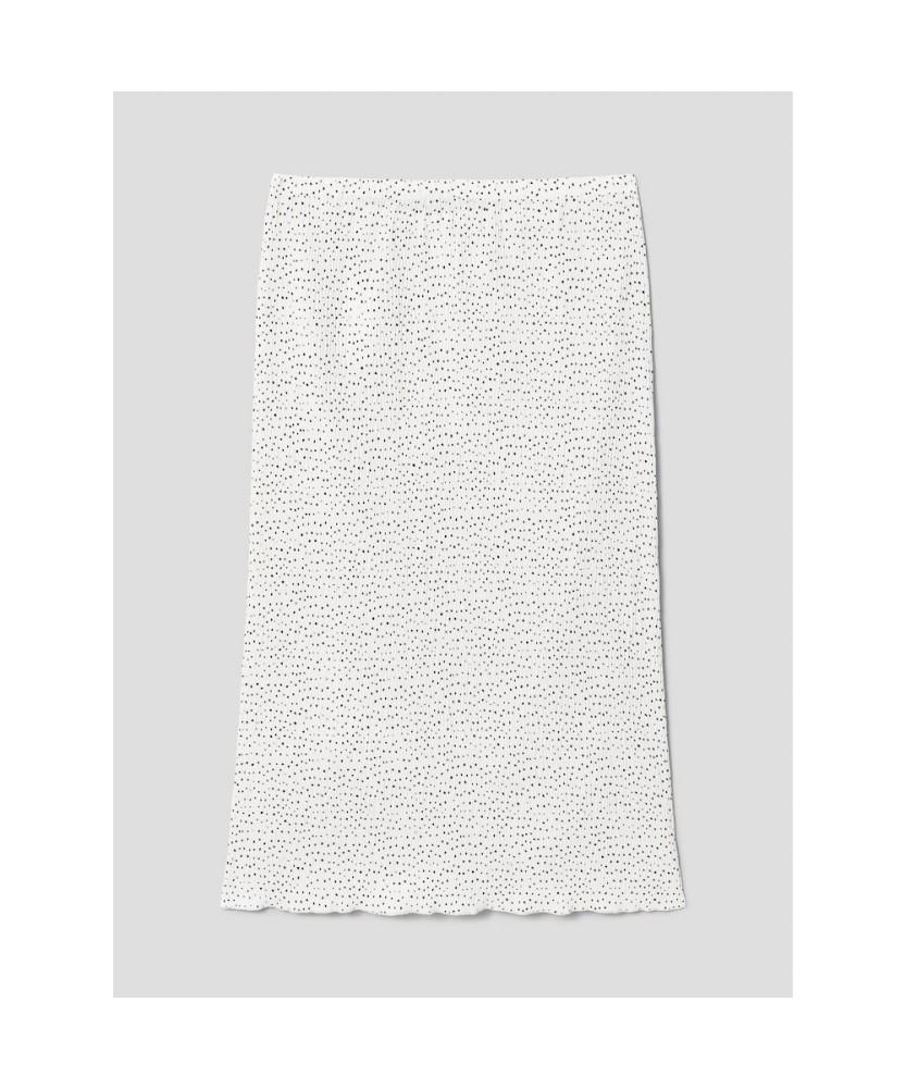 8SECONDS Pleated Dot Long Skirt White
