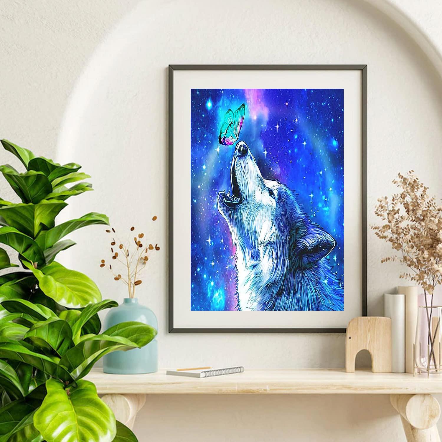 

DIY алмазная живопись «Вой волк», набор для вышивки крестом, мозаика, алмазная живопись, полный круг/квадратный алмаз, украшение для дома Round 30x40cm