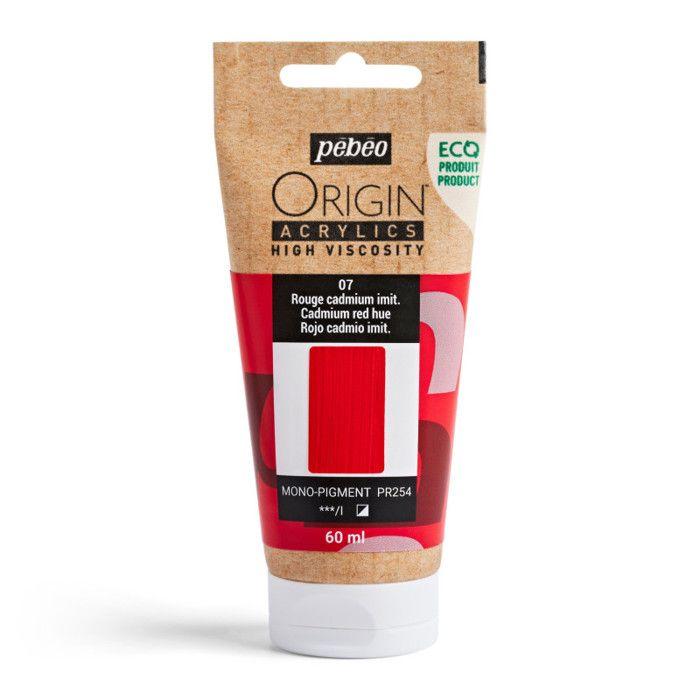 Peinture acrylique - Rouge cadmium - 7 - Haute viscosité - Pébéo - Origin acrylics - 60ml