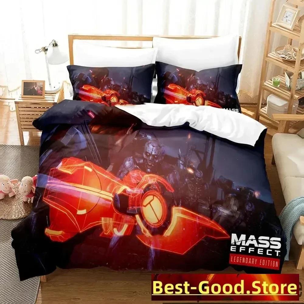 3D Print Game Mass Effec Bedding Set Printed Bed Set With Pillowcase Bed Duvet Cover Soft Single Double Queen Super King Size