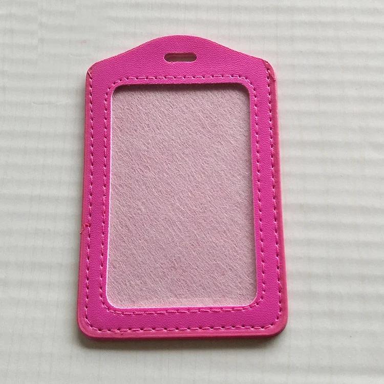 PU Leather Card Sleeve Women ID Badge Case Clear Bank Credit Card Badge Holder Bags School Student Bus Card Cover