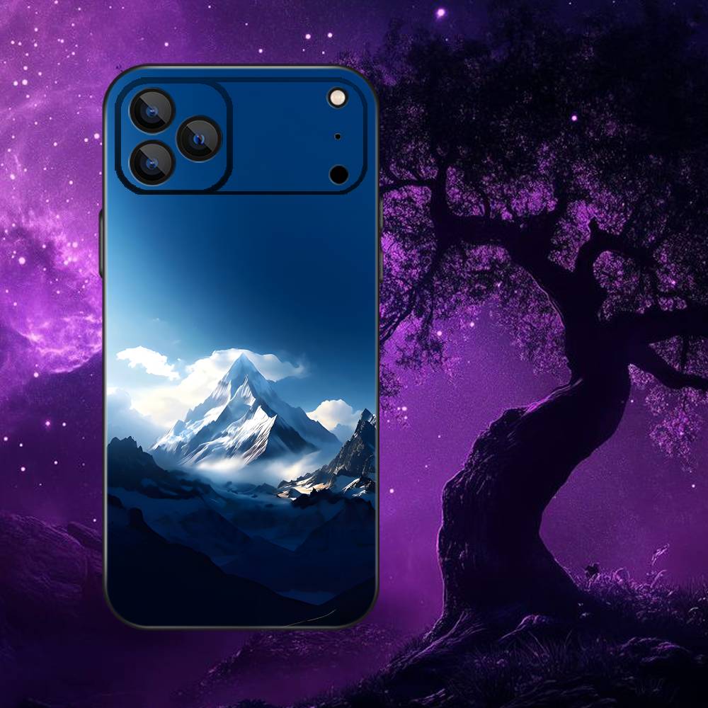 Snow Mountain Scenery Design Phone Case For iPhone 17,16,15,14,13,12,11,Pro Max,XSX,,XR,SE,Mini,8,7,Soft Silicone Black Cover