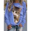 Fashionable Women's Cute Cat Pattern Sports Shirt 3D Printed Round Neck Long Sleeved Top Women's Clothing Street Wear Autumn Pullover