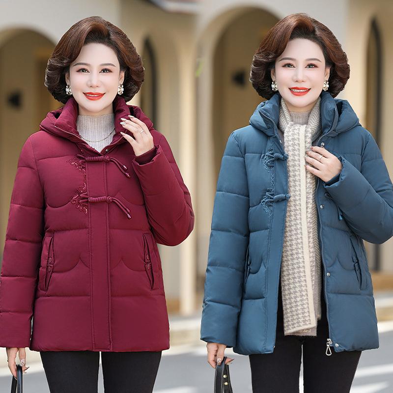 Middle-aged and Elderly Women's Winter Cotton Clothes Plus Velvet and Thickened Elderly Winter Cotton Clothes
