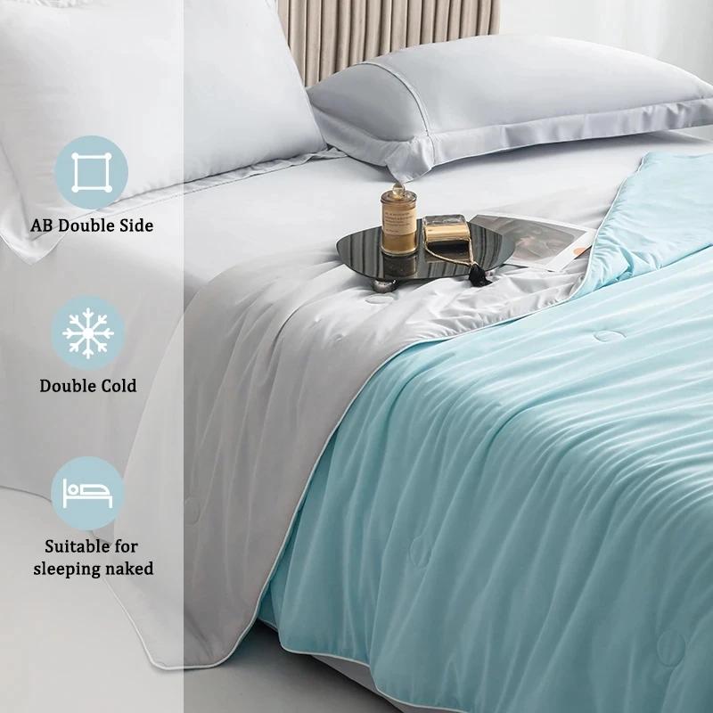 Cool Blanket for Bed Smooth Double Side Cold & Cooling Fabric Summer Quilts Silky Breathable Air Condition Comforter Queen Quilt