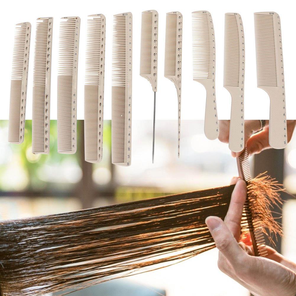 10Pcs Professional Hairdressing Comb Barber Hair Styling Cutting Comb with Measure ScaleComb