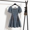 Summer Plus Size Women's Dress French Design Belly-covering Denim Dress