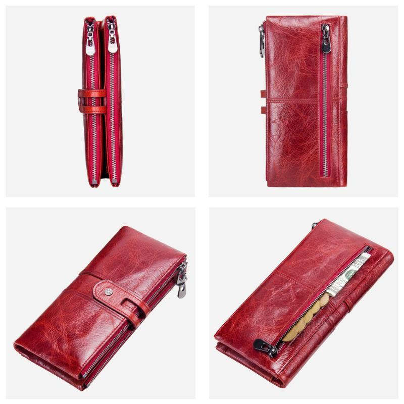 Portofele lungi de lux din piele naturală pentru femeie vintage din piele naturală pentru femeie cu fermoar cu fermoar portmoneu Suport carduri pochette geantă de bani pentru cadou de ziua femeii