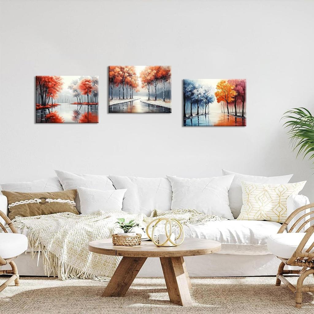 PIY PAINTING Wall Art, Landscape Canvas Wall Art, Decorative Painting, Autumn Landscape Canvas Print, Forest Wall Decorative Painting, Framed Wall