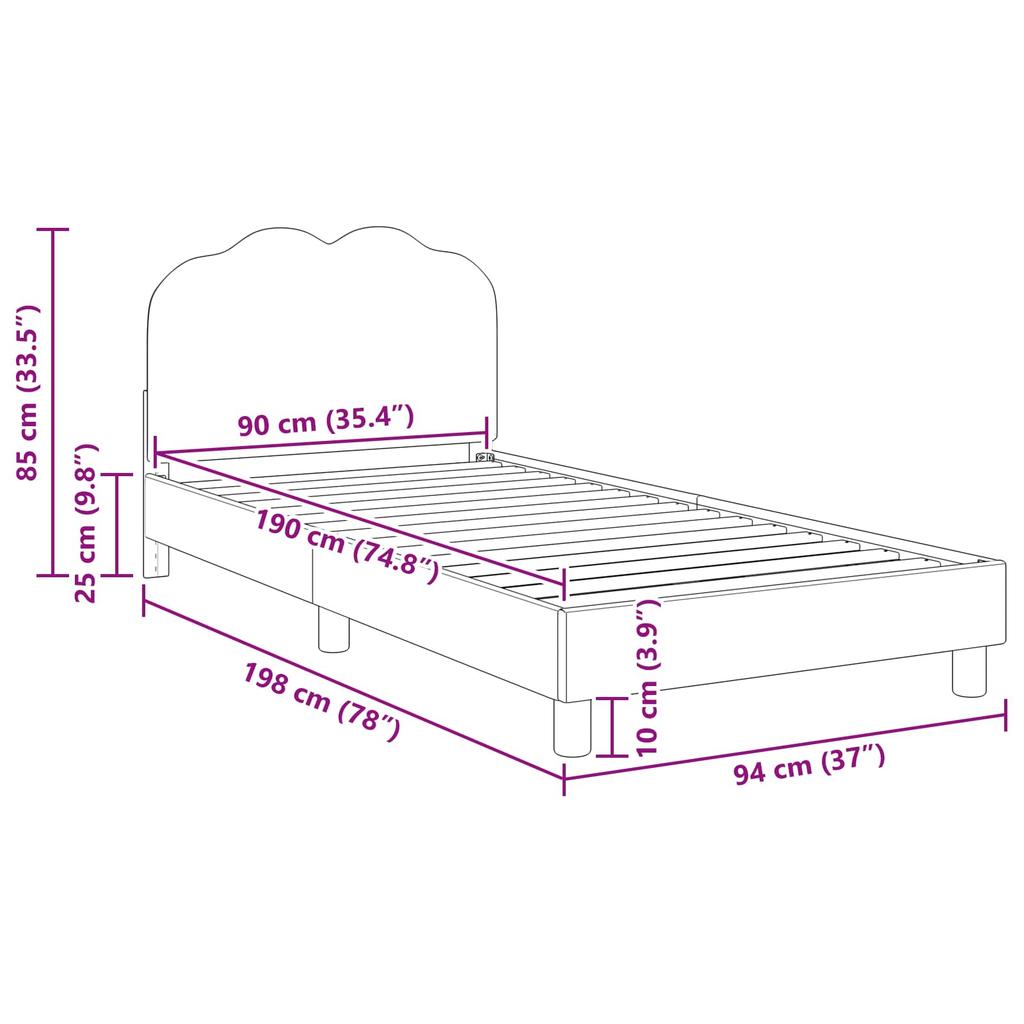 Kids Bed Frame with Headboard Pink 90 x 190 cm Boucle