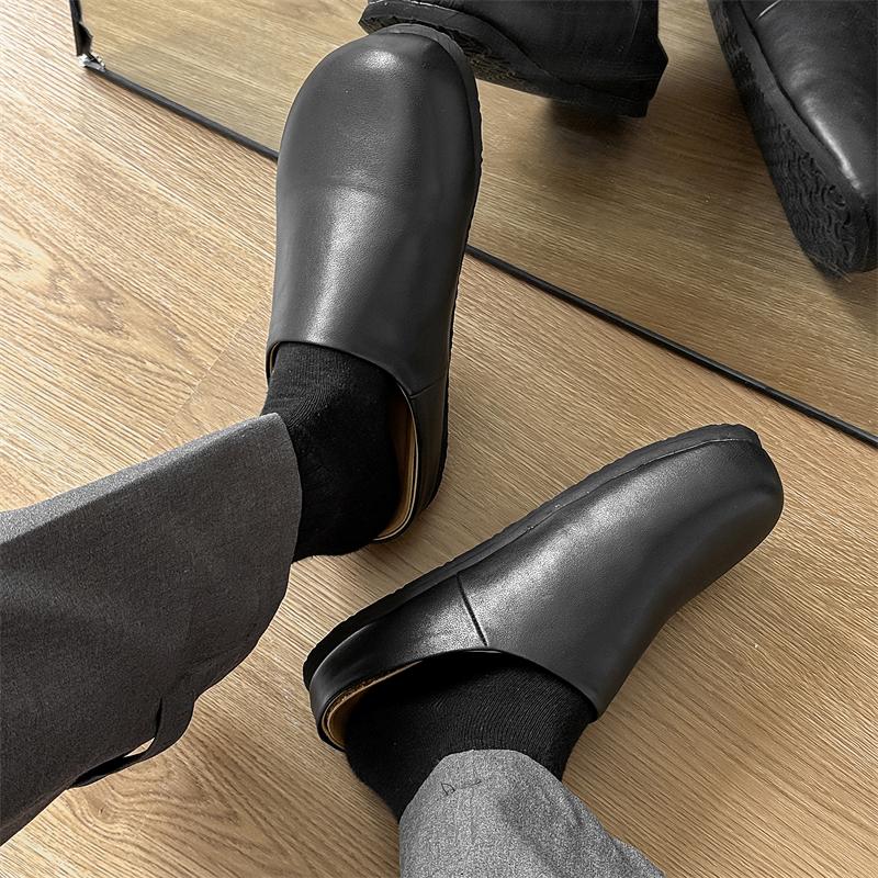 Vintage Halbschuhe für Herren Rückenfreie Loafer Pantoletten Leder Hausschuhe Halb-Slipper Freizeitschuhe Herren Slipper Herren Outdoor Slip-On Flats