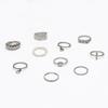 Ring Gold Glossy Croissant Threaded Ring Pearl Disc 10-Piece Set Combination Ring