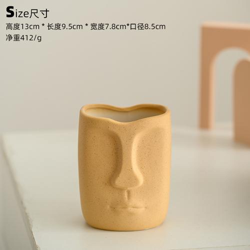 Creative Ceramic Face Vase Dried Flowers Plant Flower Pot Abstract Figure Head Vase Crafts Living Room Ornaments Home Decoration