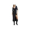 Adidas Originals Adicolor Classics 3-Stripes Maxi Dress with Colorblock V-Neck and Half Sleeves Women Dress Black IK0439