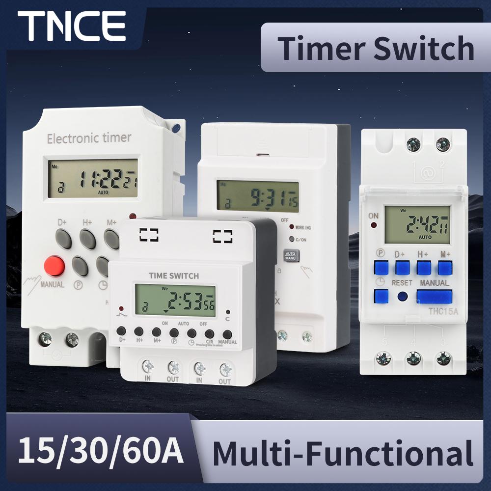 TNCE 15/30/60A Time Control Switch 220V for Street Light Advertising Board Water Pumps Programming Power Failure Timer module3