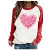 Ladies Casual Valentine's Day Print Round Neck Color Block Long Sleeve Pullover
