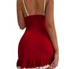 Women's Sexy Lingerie Bow Tie Solid Color Lace Trimmed Sling Backless Pajamas