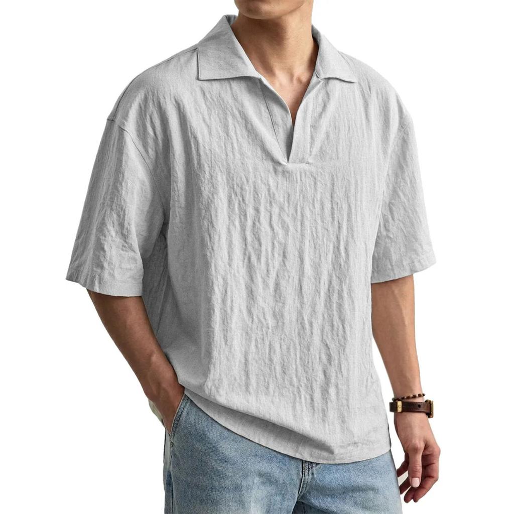 Men's Casual Collared Lightweight Breathable Short-Sleeve Shirt