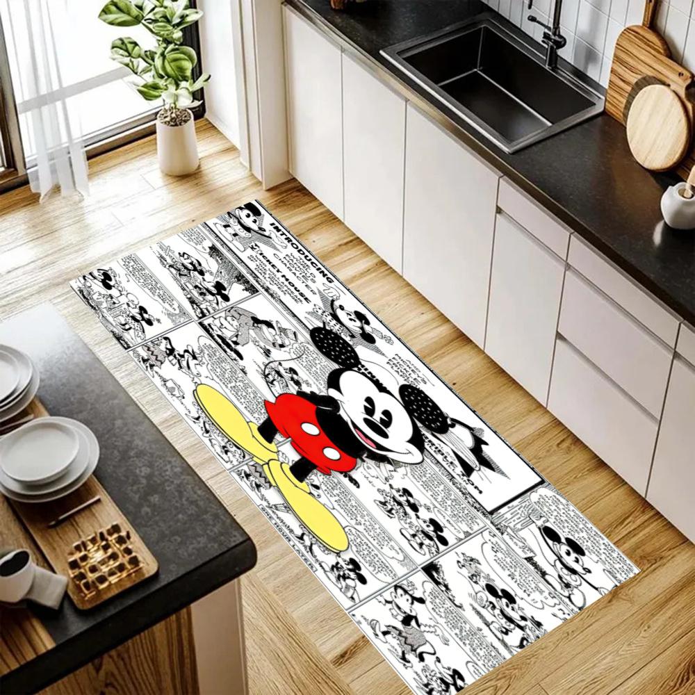 Mickey Mouse Comic Strip Kitchen Mats Durable Bathroom Pads Comfortable Rugs Carpets For Kitchen Home Office Sink Laundry Room Bathroom Decor