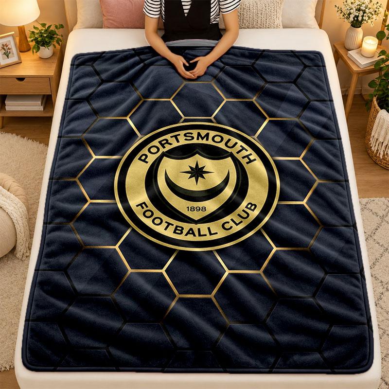 Flannel BlanketPortsmouth FC Warm Soft Throw Blanket for Indoor Sofa Bed Living Room Use