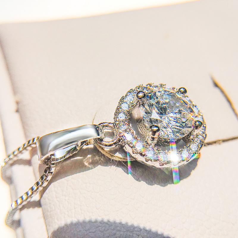 

Классическое круглое ожерелье с бриллиантами в европейском и американском стиле с подвеской из циркона для женщин