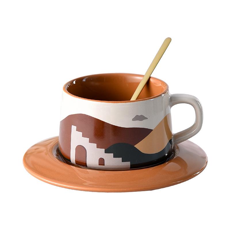 Retro Design Niche Coffee Cup Saucer Set for Women's Personal Ceramic French Afternoon Tea Cup Gift Box