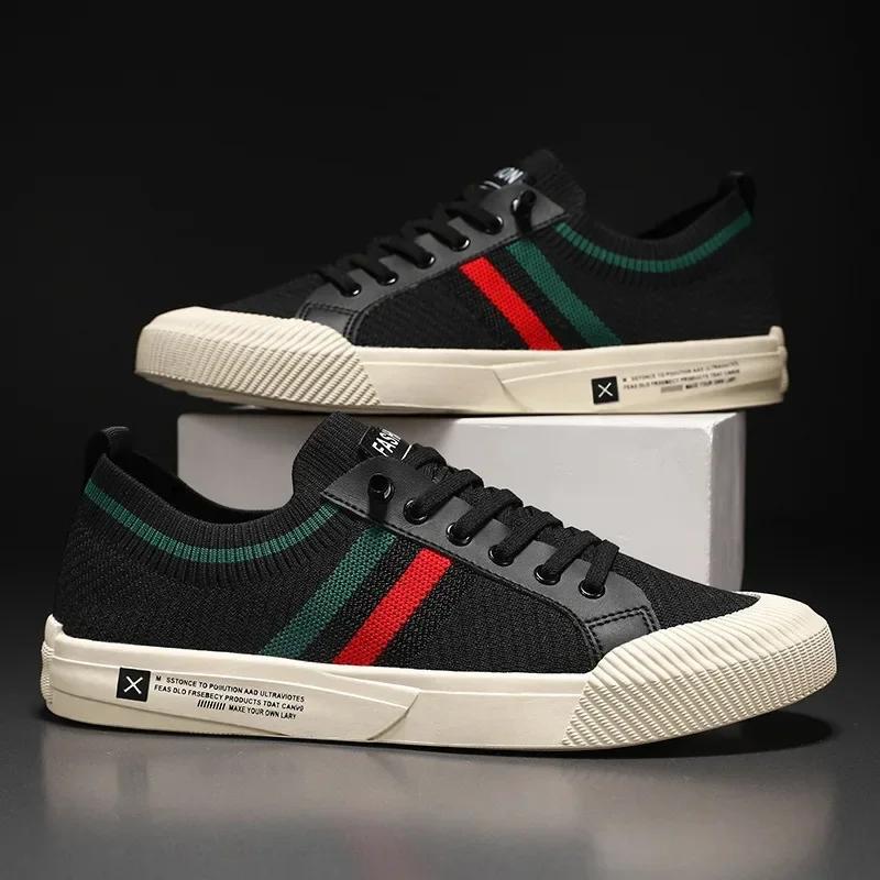 2024Fashion Male Stylish Shoes Men Sneakers Branded Casual Loafers Light BreathableMesh Lightweight Flats Shoes Tenis Masculino