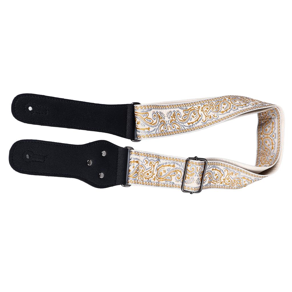 Guitar Strap Embroidery Widened Adjustable Shoulder Strap with Picks for Acoustic Electric Guitar
