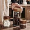 Kaffeebohnen Glas Versiegelbares Glas Tee Kaffee Pulver Gewürz Versiegelbares Aufbewahrungsglas Akazienholz Deckel Glasbehälter