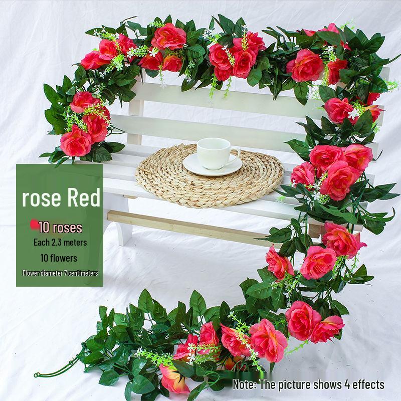 Artificial Rose Vine Garland for Air Conditioning Pipe Decoration