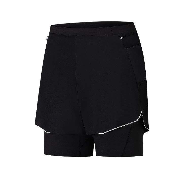 Salomon Pl Rn Short 2 In 1 Comfortable Mid Waist Elastic Running Shorts Men shorts Deep-Black LC3080300