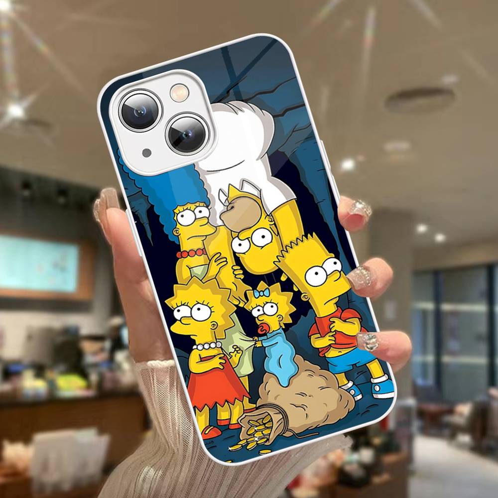 Cartoon The S-Simpsons Tempered Glass For Iphone 14 13 12 11 Pro Mini XS MAX 14Plus X XS XR Cover