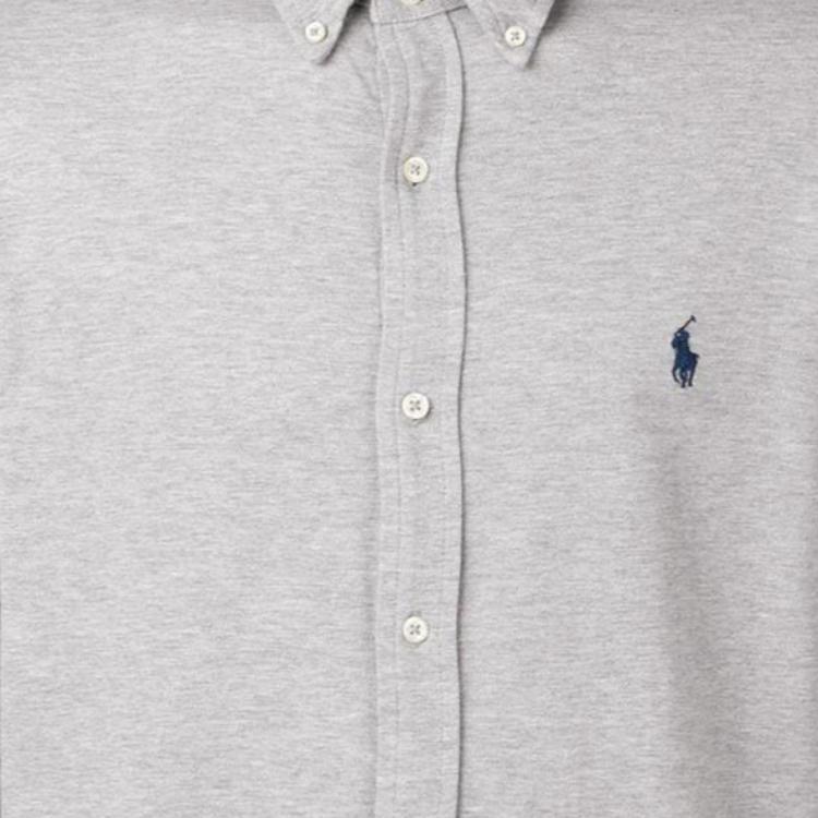 Polo Ralph Lauren Ss22 Logo Embroidered Button-Up Shirt Men Shirts Gray 710654408-019