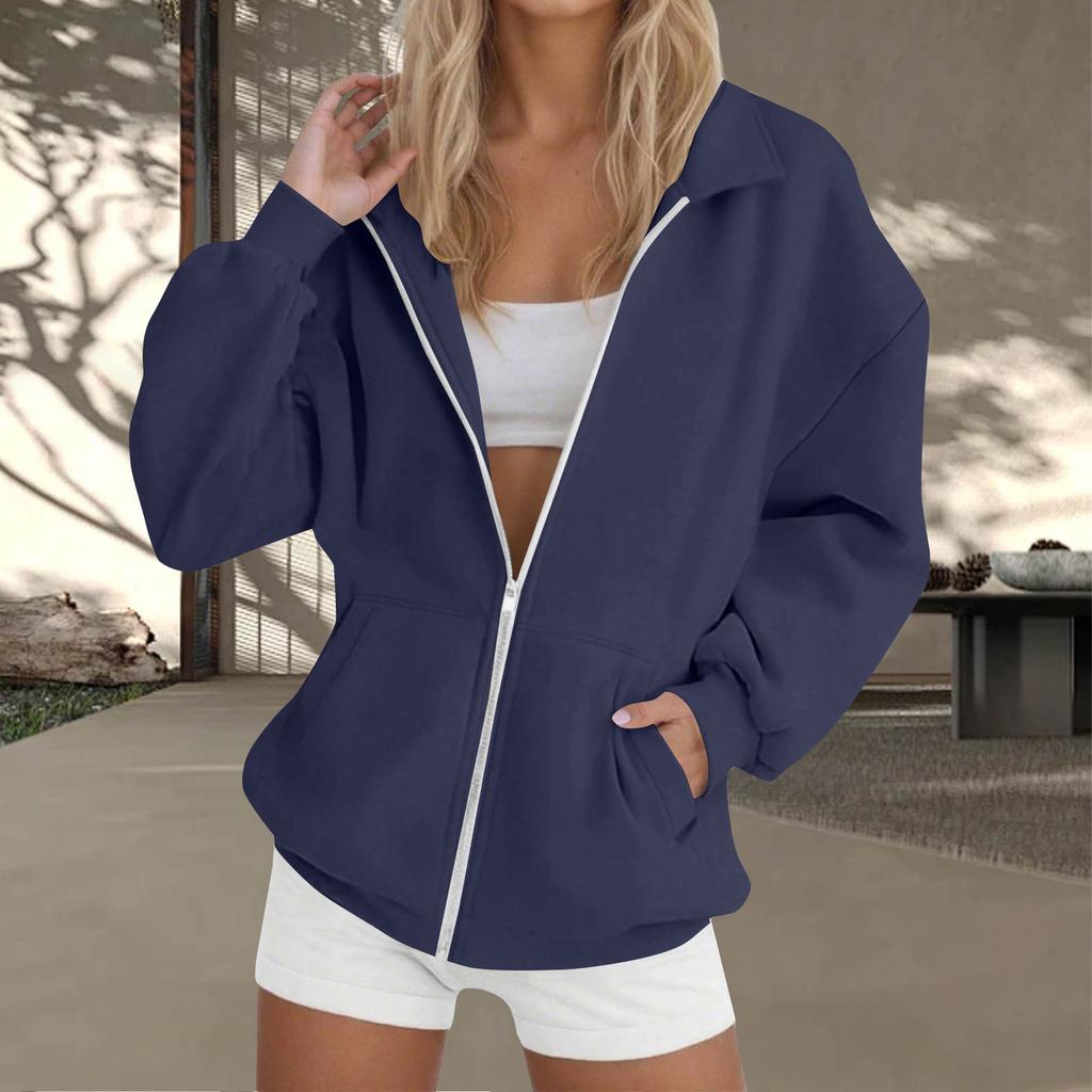 Women's Zip-Up Long Sleeve Sweatshirt Top
